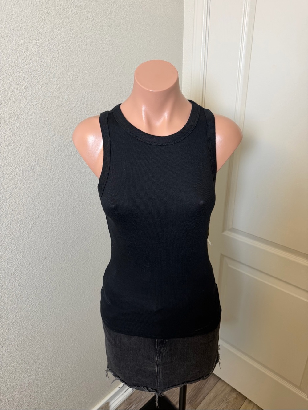 a new day Black Ribbed Crewneck Tank Top